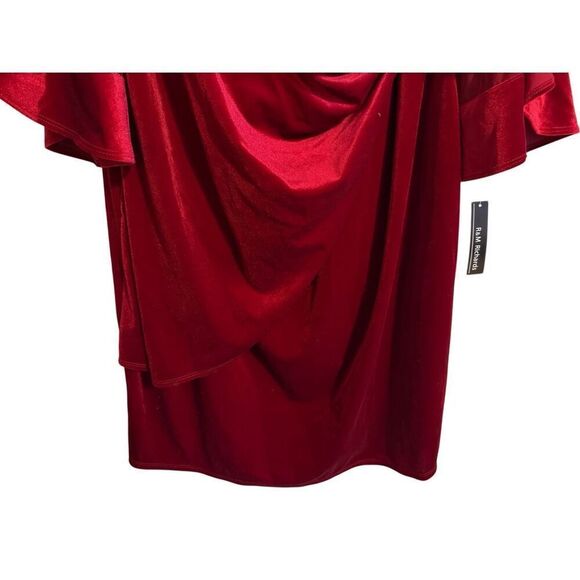 Brand New R&M Richard’s Faux Velvet Mother of the Bride Cocktail Red Dress 18W - Picture 9 of 16